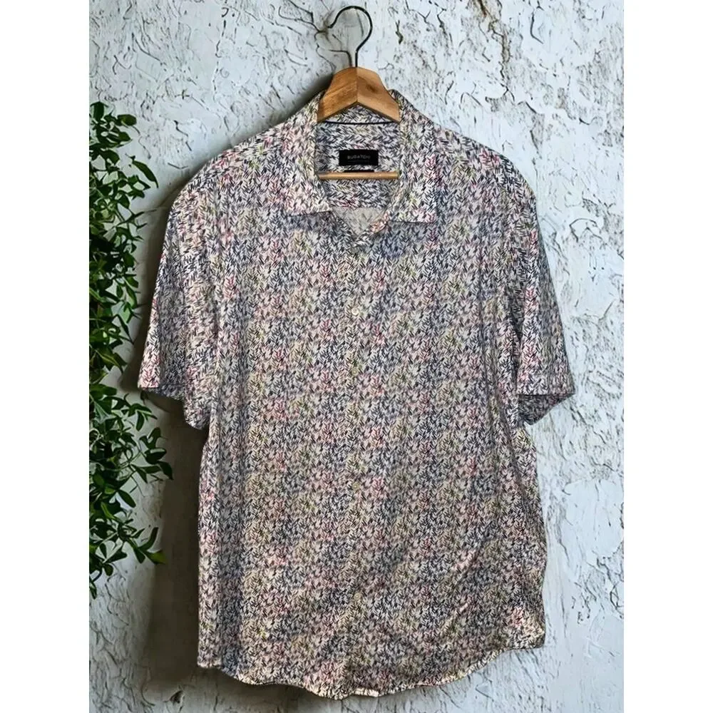 Bugatchi OoohCotton Tech Shirt 2XL 8-Way Stretch Short Sleeve Button Up NWOT - Picture 7 of 8